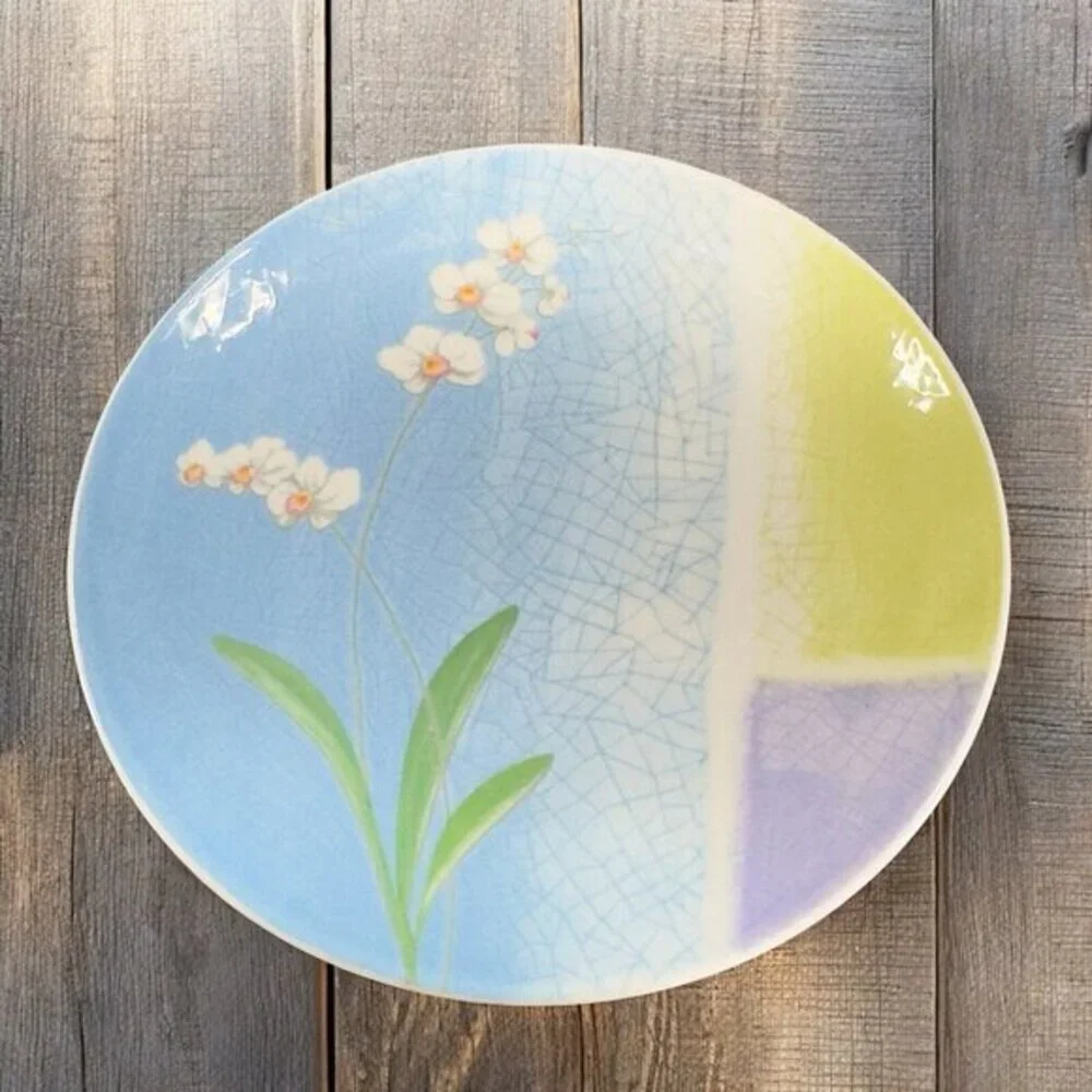 Saint James by Hankook Super‎ Strong Porcelain Dish Plate Set 2 Floral Pattern